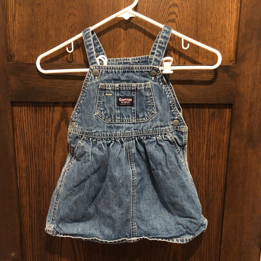 Oshkosh B'gosh Girls Toddler Size 3T Denim Overall Dress w/ Front Pockets